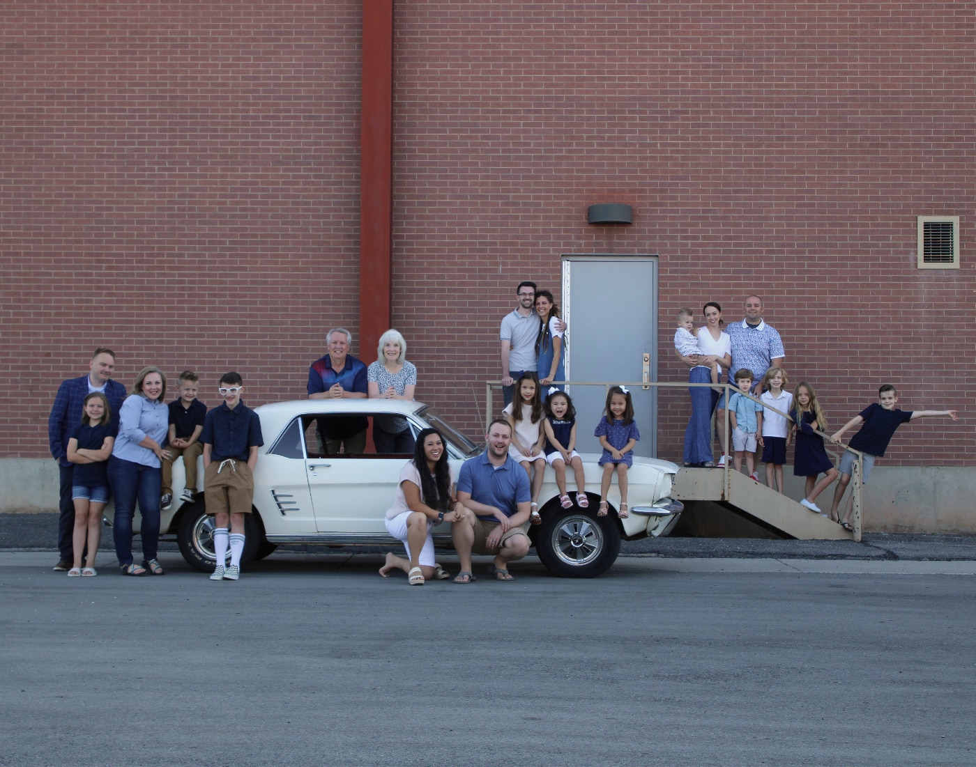 The family Mustang is at the center of each family photo from 1998 to 2025.