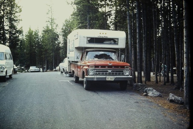 David's garage houses the Rangoon Red 1966 F-250 Camper Special his father ordered after returning from service in the Air Force.