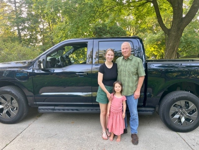 David uses his F-150 Lightning to tow his vintage gas-powered racers to the track.