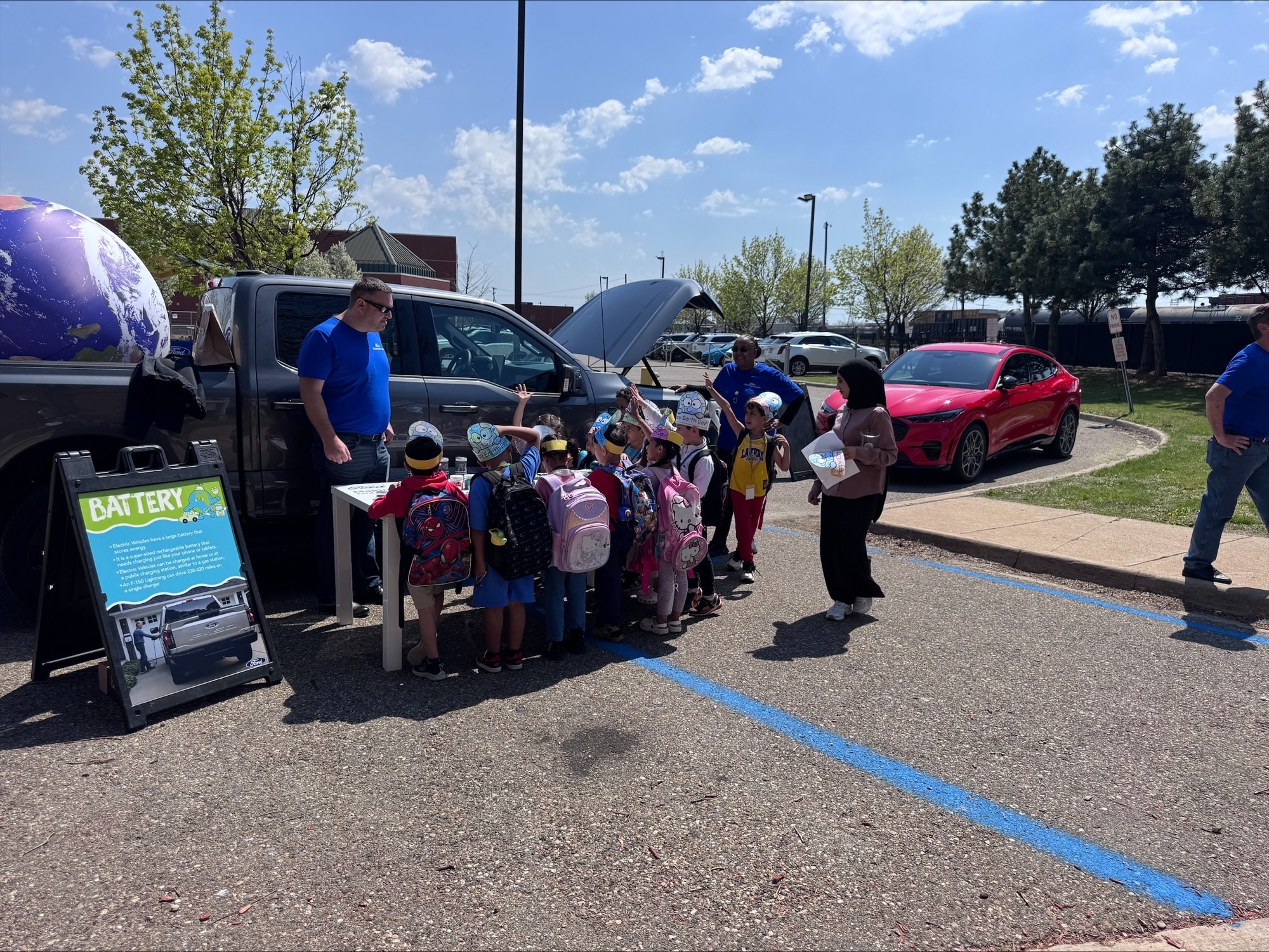 During Salina Elementary's Earth Day Expo, students got an up-close look at an all-electric F-150 Lightning.