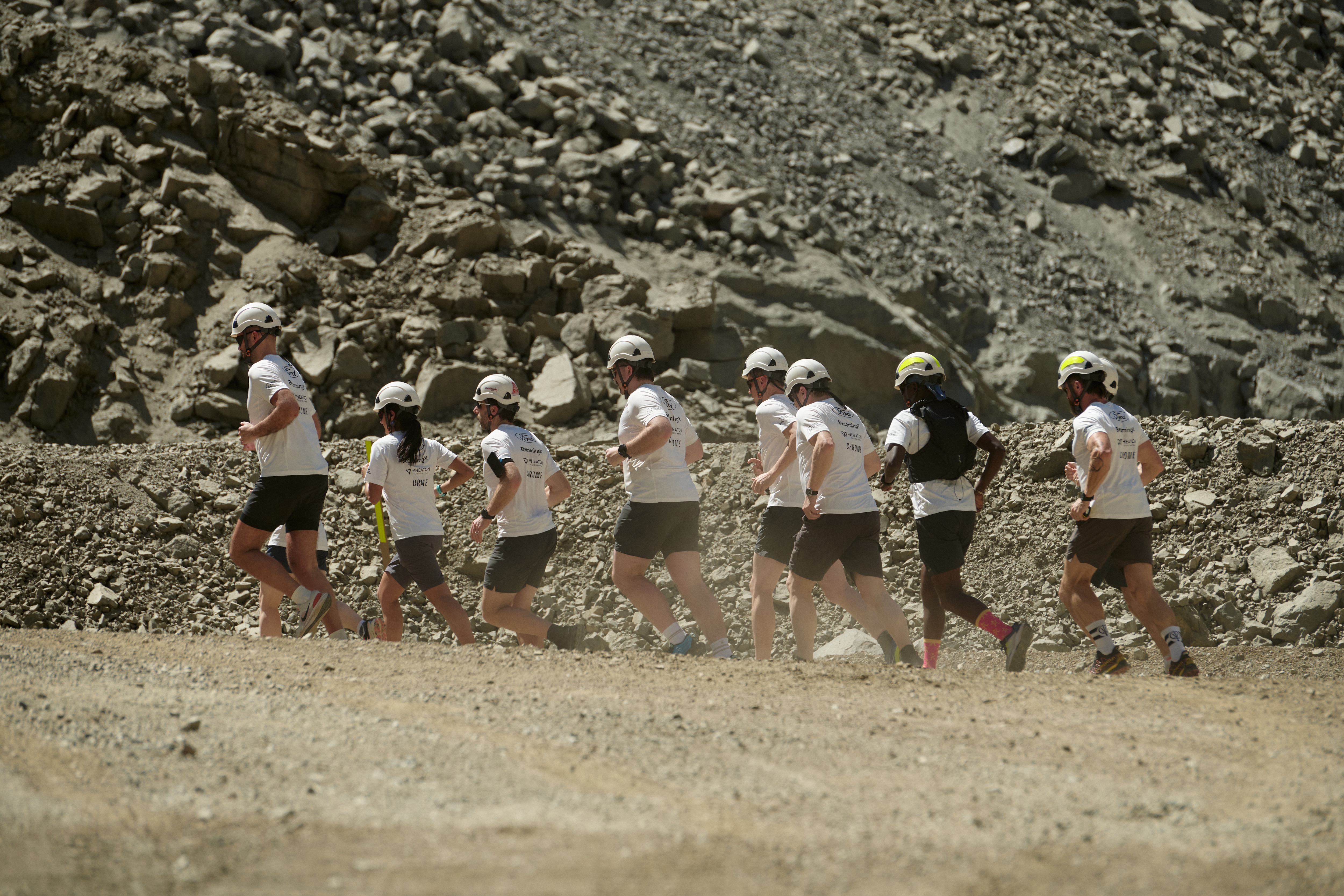 Runners begin the acclimation process during the ascent up the Ojos del Salado volcano in Chile. The marathon will start at 6,893 meters elevation, or 22,614 feet.