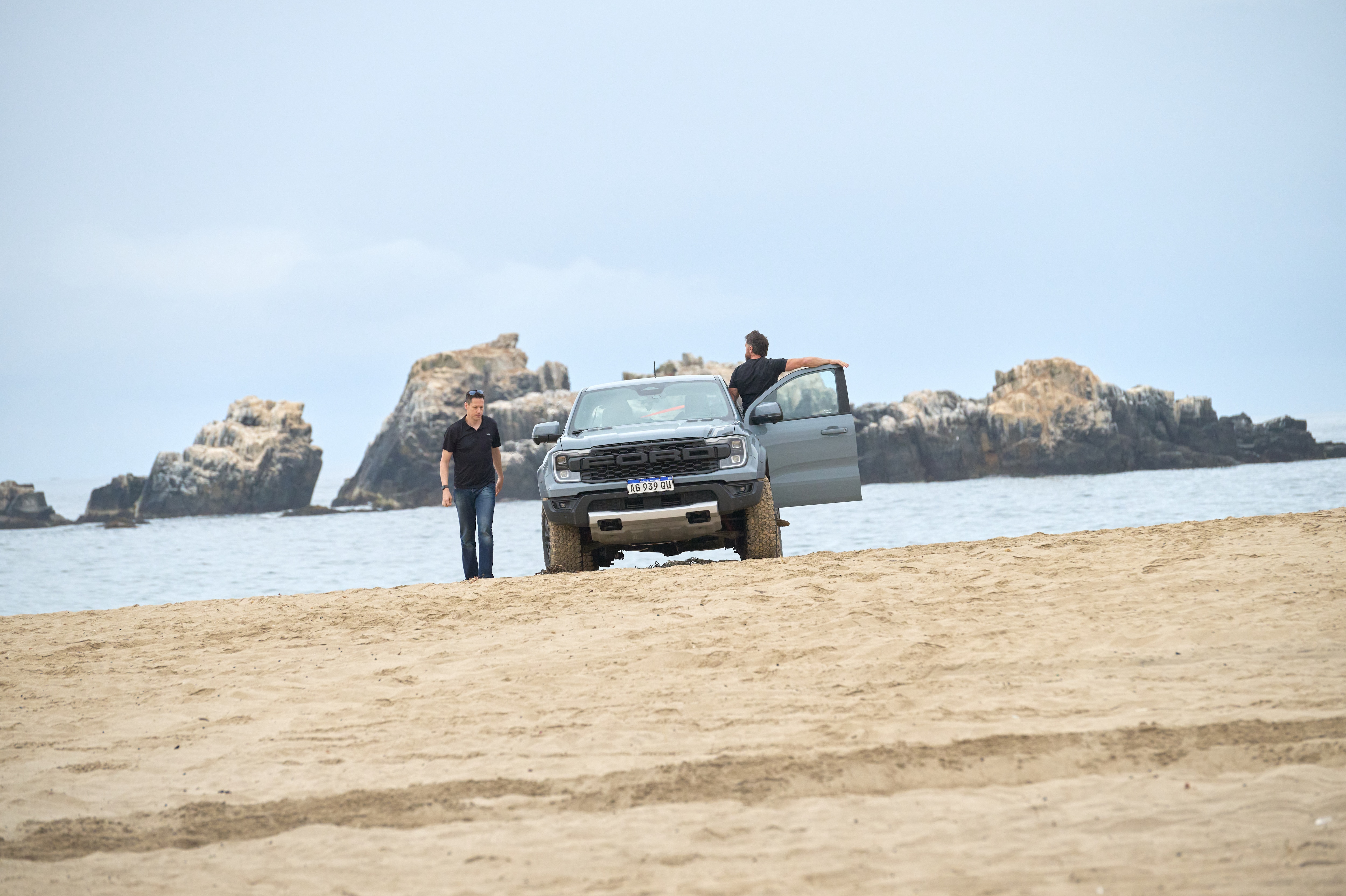A Ford Ranger Raptor at sea level prior to the World's Highest Marathon attempt in Chile. Argentina Ranger Raptor shown.