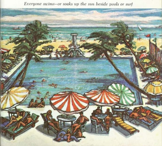 An illustration of Miami Beach from the Ford Times.