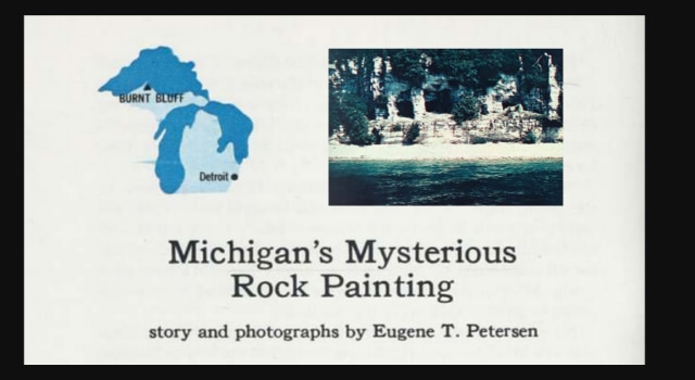In July 1960, the Ford Times introduced readers to one of Michigan’s most elusive marvels: a 24-by-20-inch prehistoric red-ochre painting clinging to a limestone cliff at Burnt Bluff, overlooking Big Bay de Noc.