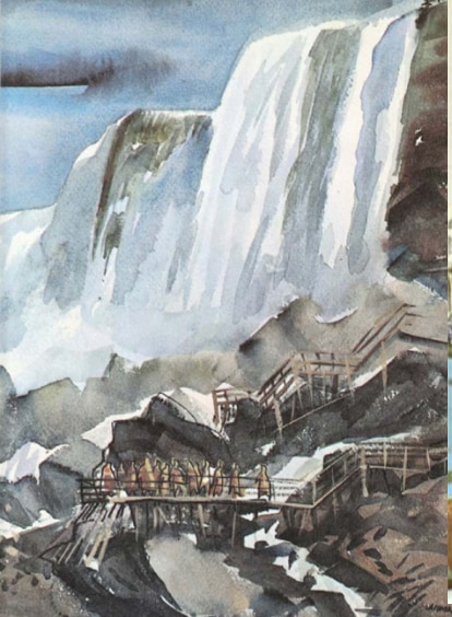 An illustration of Niagara Falls from the Ford Times.